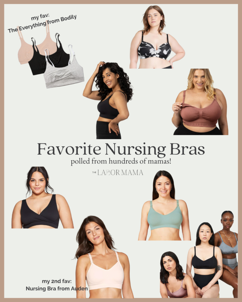 collection of different nursing and postpartum bras
