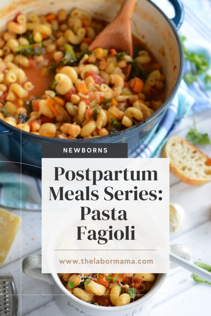 pasta fagioli soup prepared for serving