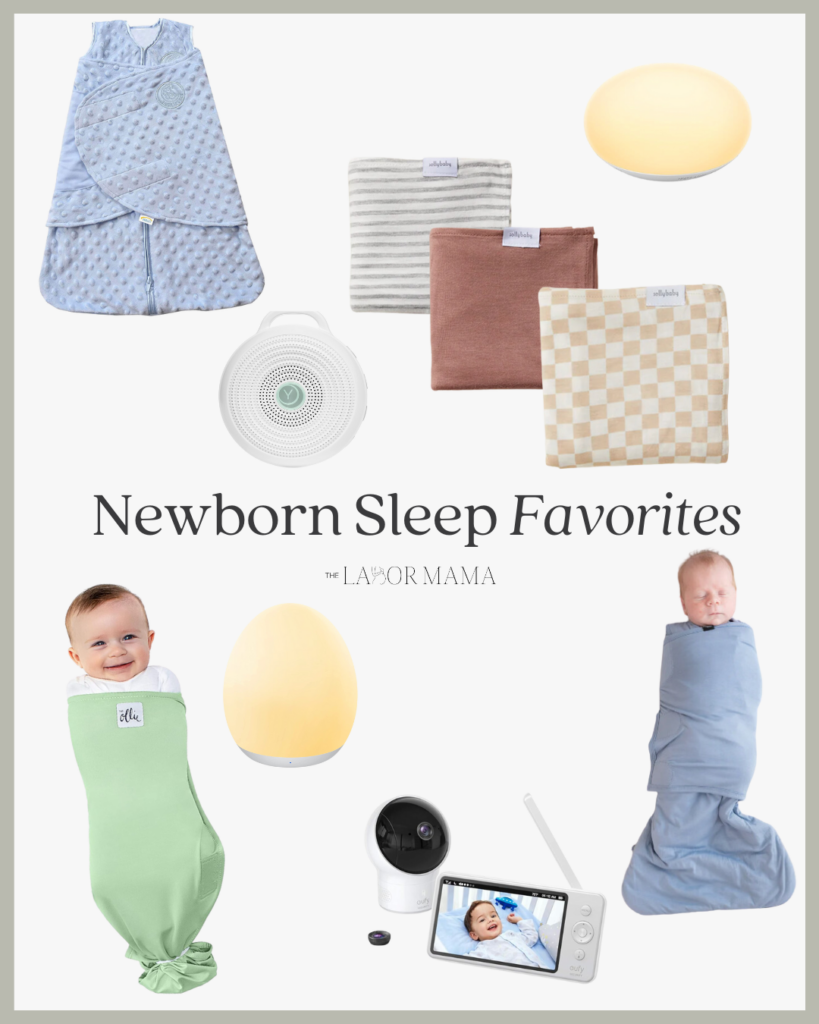 newborn sleep sacks, swaddles, nursery night lights and sound machines