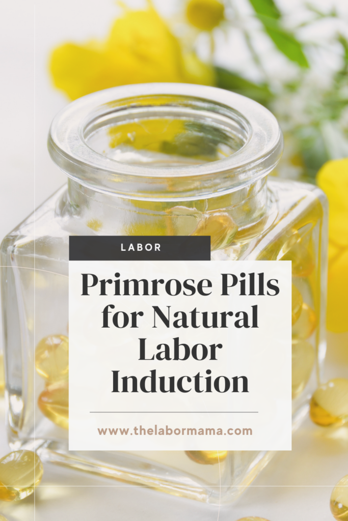bottle of primrose pills for natural labor induction